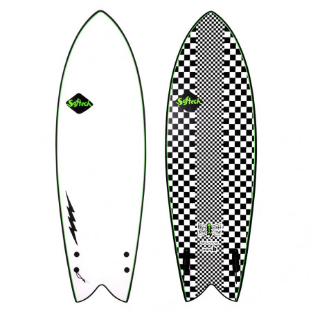 SURF SOFTECH KYUSS FISH CHECKERED NOIR/BLANC 5.8 5.8