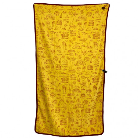 SERVIETTE CATCH TOWEL ALL IN BEACH CAMP / MARRON WAFFLE 