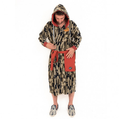 SORTIE DE BAIN ALL IN JACQUARD BEIGE / ARGILE WAFFLE 