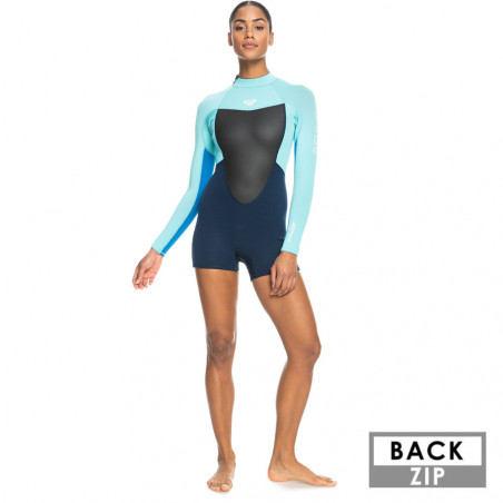 SHORTY FEMME ROXY PROLOGUE 2/2 BACKZIP Manches longues 2023 BLEU
