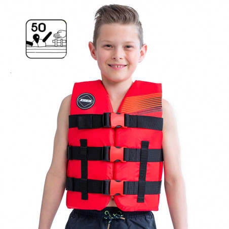GILET DE FLOTTABILITE NYLON JOBE ROUGE ENFANT 30-40 KG