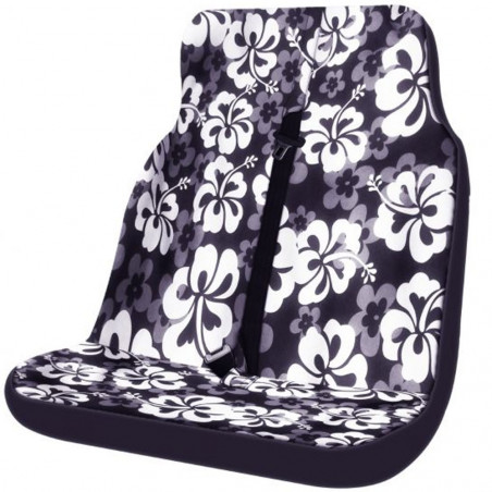 Housse de siege double pour van Surfpistols Hibiscus Noir 