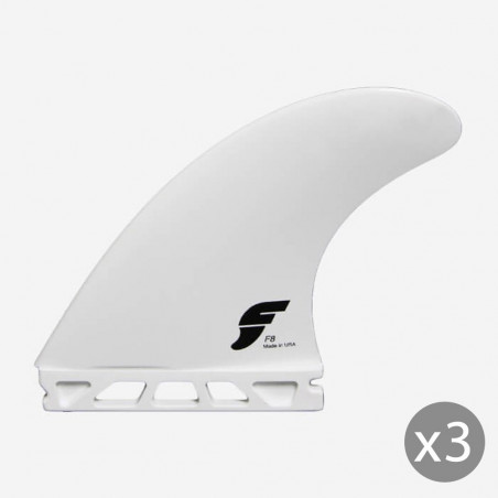 AILERONS SURF FUTURES FINS F8 THERMOTECH LARGE BLANC SET DE 3 L (75-90kg)