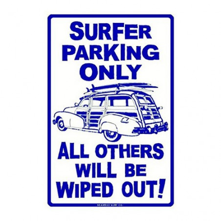 PLAQUE ALU DECO SURFER PARKING ONLY 