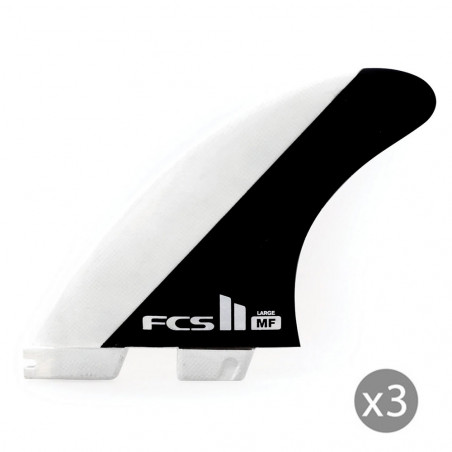 AILERONS SURF FCS II MICK FANNING PC NOIR/BLANC MEDIUM SET DE 3 M (65-80kg)