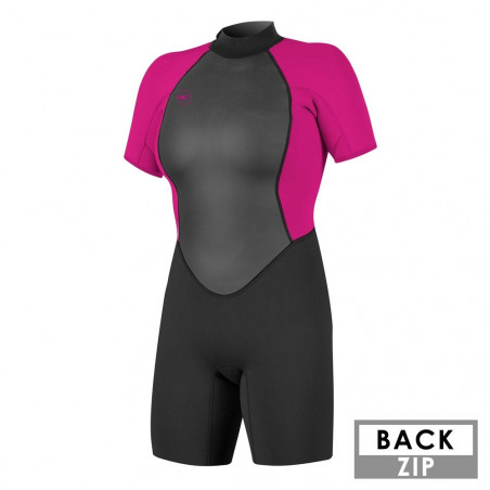 SHORTY ONEILL REACTOR 2 2MM BACKZIP MANCHES COURTES FEMME ROSE/NOIR 2023