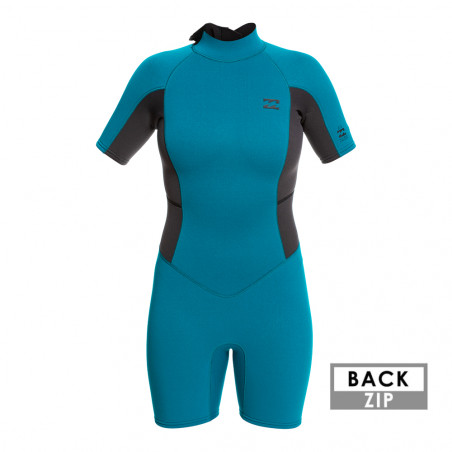 Shorty Femme Billabong Launch 2/2 backzip 2023 manches courtes bleu