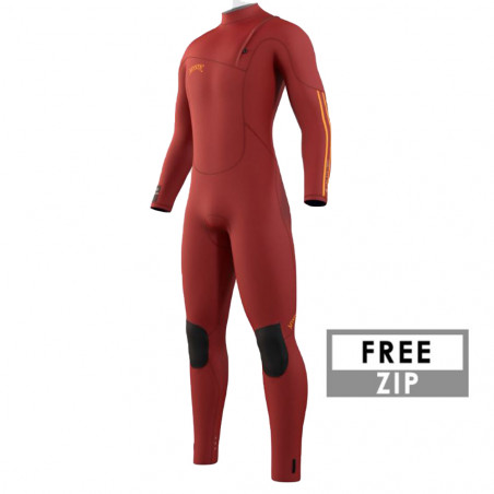 COMBINAISON MYSTIC THE ONE 4/3MM ZIP FREE ROUGE