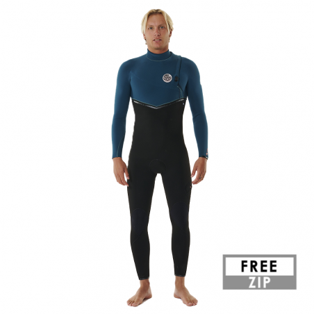 COMBINAISON RIP CURL E BOMB 4/3 FREEZIP BLEU/VERT