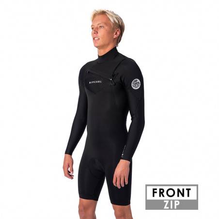 SHORTY RIP CURL DAWN PATROL 2/2 FRONTZIP MANCHES LONGUES 2023 NOIR