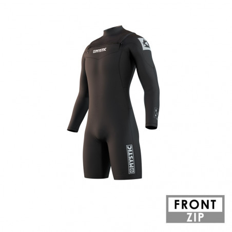 SHORTY MYSTIC STAR 3/2 FRONTZIP MANCHES LONGUES 2023 NOIR