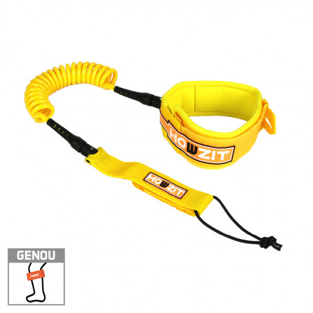 LEASH DE WING/SURF/SUPFOIL HOWZIT COIL JAUNE GENOU 5'8 