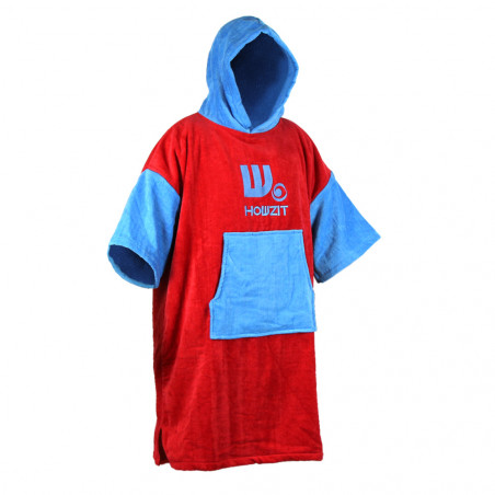 Poncho en velours Howzit bleu/rouge 