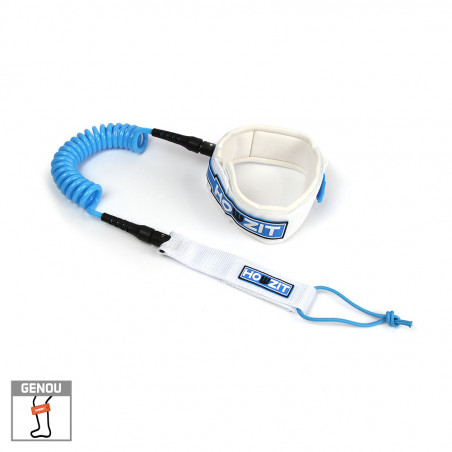 LEASH DE SUP RACE GENOU HOWZIT COIL BLANC/BLEU 6'