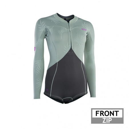 SHORTY FEMME ION AMAZE HOT 1.5MM FRONTZIP MANCHES LONGUES 2023 OLIVE